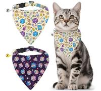 GLOBLELAND 2 Pack Dice Dog Bandana Collar Pet Triangle Bibs with Bell Sword Gold Coins Adjustable Dog Collar Skeleton Cat Collars Scarf for Pets Kittens Puppy Cats Dogs