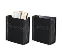 GLOBLELAND 2 Pcs Black 3D Printed Book Shaped Bookmark Holders 3x2.8 inch Bookmark Holder Box Storage Case for Office Desk Organizer Cute Bookish Accessories for Book Lovers Readers Gifts