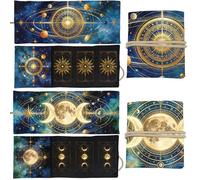 GLOBLELAND 2 Pcs Celestial Phases Universe Tarot Card Bags Moon Sun Polyester Tarot Card Holder Storage Pouch for Playing Cards Supplies Beginner Divination Lover Gifts