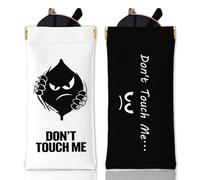 GLOBLELAND 2 Pcs Don't Touch Me Soft Glasses Case Funny Expressions Travel PU Leather Glasses Bag Portable Squeeze Top Eyeglass Case Pouch for Sunglasses Watches Phones Brushes Makeup