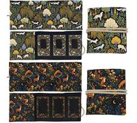 GLOBLELAND 2 Pcs Forest Animals Tarot Card Holder Mushrooms Trees Polyester Tarot Magic Divination Deer Fox Squirrel Large Storage Pouch Accessories for Playing Cards and Tarots