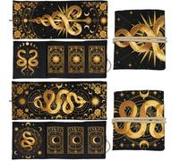 GLOBLELAND 2 Pcs Golden Snakes Tarot Card Holder Flowers Vines Polyester Tarot Magic Divination Sun Moons Large Storage Pouch Accessories for Playing Cards and Tarots