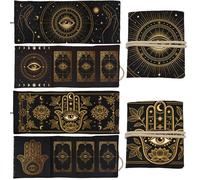 GLOBLELAND 2 Pcs Hamsa Hand Tarot Card Holder Lotus Flower Polyester Tarot Magic Divination Large Storage Pouch Accessories for Playing Cards and Tarots