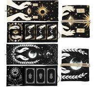 GLOBLELAND 2 Pcs Hands Tarot Card Holder Golden Moons Phase Polyester Tarot Magic Divination Bag Magic Eyes Leaf Vines Large Storage Pouch Accessories for Playing Cards and Tarots