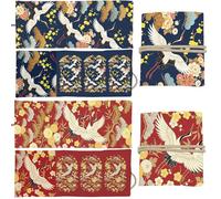 GLOBLELAND 2 Pcs Japanese Pattern Tarot Card Holder Cranes Polyester Tarot Card Bag Magic Divination Large Storage Pouch Accessories for Playing Cards and Tarots