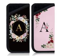 GLOBLELAND 2 Pcs Letter A Slip in Eyeglasses Cases Rose Slim Reading Glasses Pouch Flowers Soft Eyeglass Case Portable Sunglasses Pouch for Women Men Watches Makeup Brushes