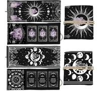 GLOBLELAND 2 Pcs Magic Crystals Tarot Card Holder Moons Phase Polyester Tarot Bag Magic Divination Canvas Jewelry Storage Drawstring Pouches Accessories for Playing Cards and Tarots
