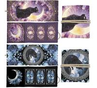 GLOBLELAND 2 Pcs Magic Moon Phases Tarot Card Holder Cat Polyester Tarot Bag Animal Canvas Jewelry Storage Drawstring Pouches Accessories for Playing Cards and Tarots