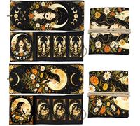 GLOBLELAND 2 Pcs Moon Goddess Tarot Card Holder Flowers Woman Polyester Tarot Card Bag Magic Divination Large Storage Pouch Accessories for Playing Cards and Tarots