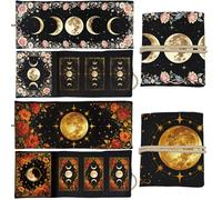 GLOBLELAND 2 Pcs Moon Phases Tarot Card Holder Floral Polyester Tarot Magic Divination Large Storage Pouch Accessories for Playing Cards and Tarots