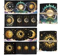 GLOBLELAND 2 Pcs Moon Sun Tarot Card Holder Moon Star Polyester Tarot Bag Pouch for Cards Dice Crystals Divination Witchcraft Supplies