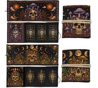 GLOBLELAND 2 Pcs Mushroom Skull Tarot Card Holder Polyester Tarot Card Bag Skeleton Magic Divination Large Storage Pouch Accessories for Playing Cards and Tarots