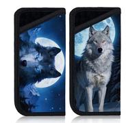 GLOBLELAND 2 Pcs Mystic Wolf Glasses Case Mystic Moon Wolf Soft Slim Eyeglass Case Moonlit Night Slip in Glasses Sleeve Portable Neoprene Sunglasses Pouch for Women Men Watches Jewelry Makeup Brushes