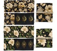GLOBLELAND 2 Pcs White Golden Flowers Tarot Card Holder Polyester Tarot Card Bag Butterfly Magic Divination Large Storage Pouch Accessories for Playing Cards and Tarots