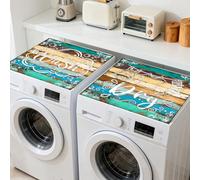 GLOBLELAND 2 Pcs Wood Grain Background Washer Dryer Dust Cover 23.6×23.6 inch Text Washing Machine Top Protector Pads Non Slip Washing Machine Top Covers for Laundry Room Coffee Machine Kitchen