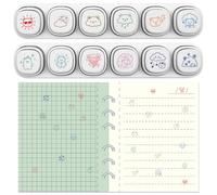GLOBLELAND 2 Set 12 Pcs Animals Weather 6 in 1 Mini Stamps Set Plastic Cute Animals Planner Stamps for Grading Ding Journaling Art Crafts Diary Schedule