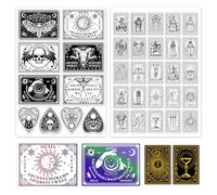 GLOBLELAND 2 Sheets Magical Tarot Cards Clear Stamp for Scrapbooking Divination Silicone Stamps Magic Transparent Stamp Set for Card Making DIY Embossing Journaling