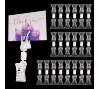 GLOBLELAND 20 Pieces Double Sided Clear Sign Clips for Label Rotatable Sign Holder Pop Clip-on Promotion Standers Clear Plastic Shelf Label Clips for Retail Clothing Business Cards Display