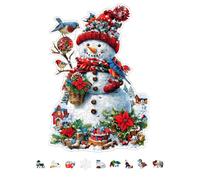 GLOBLELAND 200Pcs Christmas Snowman Wooden Jigsaw Puzzles for Adults 38.1x25.8cm/15x10inch Colorful Christmas Tree Wood Puzzles for Children Christmas Anniversary Birthday Gift