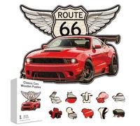 GLOBLELAND 200Pcs Classic Cars Wooden Jigsaw Puzzles for Adults 13.4x10.6inch Racing Route 66 Colorful Unique Animal Shaped Jigsaw Puzzles for Holidays Birthday