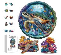 GLOBLELAND 200Pcs Deep Sea Turtle Wooden Jigsaw Puzzles for Adult Colorful Underwater World Jigsaw Puzzles for Adults Birthday Gifts Anniversary