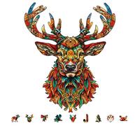 GLOBLELAND 200Pcs Deer Wooden Jigsaw Puzzles for Adults 280x340mm/11x13.4inch Colorful Elk Wood Puzzles for Family Anniversary Christmas Birthday Gifts