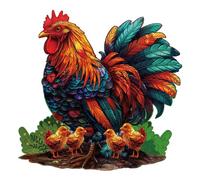 GLOBLELAND 200Pcs Farm Hen and Chick Wooden Jigsaw Puzzles for Adults 279x284mm/11x11.2inch Colorful Unique Animal Shaped Wood Children Puzzles for Family Anniversary Birthday Gifts