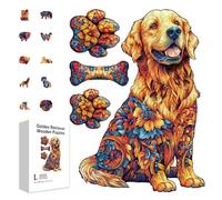 GLOBLELAND 200Pcs Golden Retriever Wooden Jigsaw Puzzles for Adult Colorful Dog Jigsaw Puzzles for Adults Christmas Halloween Birthday
