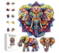 GLOBLELAND 200Pcs Mandala Elephant Wooden Jigsaw Puzzles for Adult Colorful Animal Elephant Jigsaw Puzzles for Adults Birthday Gifts Anniversary