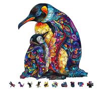 GLOBLELAND 200Pcs Penguin Wooden Jigsaw Puzzles for Adults 11x12inch Animal Wood Puzzle for Children Colorful Unique Shaped Wooden Puzzle for Birthday Gifts Family Games