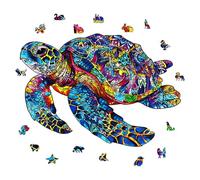 GLOBLELAND 200Pcs Sea Turtle Wooden Jigsaw Puzzles for Adults 15.75x9.84inch Marine Life Wood Puzzle Summer Colorful Unique Shaped Wooden Puzzle for Christmas Birthday Gifts