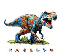 GLOBLELAND 200Pcs Tyrannosaurus Dinosaur Wooden Jigsaw Puzzles for Adults 38.1x24.1cm/15x9.48inch Colorful Unique Animal Shaped Wood Children Puzzles for Birthday Gifts