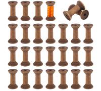 GLOBLELAND 25 Pcs Vintage Wooden Empty Spools 1.6" Retro Empty Thread Spools Wooden Ribbon Spools Bobbins for Embroidery Sewing Machines Wire Thread Cord Embroidery