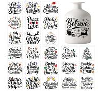 GLOBLELAND 25 Sheets Black Christmas Texts Silhouette Adhesive Lantern Stickers Colorful Adhesive Decal Stickers Christmas Words Lamp Jar Sticker for DIY Glass Cup Vase Art Home Crafts Decor