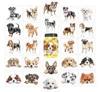 GLOBLELAND 25 Sheets Cute Dogs Adhesive Lantern Stickers Animals Vase Decals Stickers 3.9x3.6 inch Family Pets Jar Adhesive Decals for Summer Glass Cup Lamp Window Art Home Decor