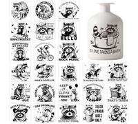 GLOBLELAND 25 Sheets Cute Raccoon Silhouette Mason Jar Decal Stickers Greetings and Notes Plastic Silhouette Decal Stickers Adhesive Lantern Jar Sticker for Window Lamp Glass Cup Vase