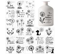 GLOBLELAND 25 Sheets Dandelion Silhouette Lantern Stickers for Jar Black Flower Sticker Decals Inspirational Blessings Florals Adhesive Lantern Stickers Decals for Crafting Vase Windows Door Office