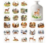 GLOBLELAND 25 Sheets Deer Cactus Lantern Stickers for Jar Four Seasons Fawn Sticker Decals Animals Adhesive Lantern Stickers Decals for Crafting Vase Windows Door Office