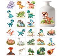GLOBLELAND 25 Sheets Dinosaur Lantern Stickers for Jar Dinosaurs Plants Volcanoes Sticker Decals Ancient Animals Adhesive Lantern Stickers Decals for Crafting Vase Windows Door Office