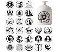 GLOBLELAND 25 Sheets Divination Witch Vase Decals Stickers Magic Adhesive Lantern Stickers Moon Phase Cup Decals for Jar Window Lamp Decals Glass Home Decor