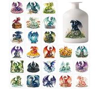 GLOBLELAND 25 Sheets Dragon Lantern Stickers for Jar Dragons Flowers Sticker Decals Magical World Adhesive Lantern Stickers Decals for Crafting Vase Windows Door Office