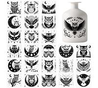 GLOBLELAND 25 Sheets Owl Stars Moon Silhouette Mason Jar Decal Stickers Mountains Trees Plastic Silhouette Decal Stickers Adhesive Lantern Jar Sticker for Window Lamp Glass Cup Vase