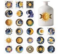 GLOBLELAND 25 Sheets Sun Moon Stickers for Jar Celestial Body Sticker Decals Night Sky Constellation Adhesive Lantern Stickers Decals UV DTF Cup Wraps for Crafting Vase Windows Door Office