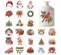 GLOBLELAND 25 Sheets Vintage Christmas Colorful Adhesive Lantern Stickers Santa Claus Adhesive Decal Stickers Snowman Lamp Jar Sticker for Christmas DIY Glass Cup Vase Art Home Crafts Decor