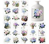 GLOBLELAND 25 Sheets Vintage Hydrangeas Colorful Mason Jar Decal Stickers Flowers Plastic Decal Stickers Adhesive Lantern Jar Sticker for Window Lamp Glass Cup Vase Art Home Decor