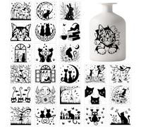 GLOBLELAND 25Pcs Cat Animal Silhouette Adhesive Lantern Stickers Rabbit Flower Fairy Plastic PVC Wall Decals Stickers Adhesive Waterproof Lantern Jar Stickers Window Lamp Decals Glass Art Home Decor
