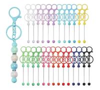 GLOBLELAND 26 Pcs 13 Vibrant Colors Iron Bar Beadable Keychains Bulk Kit Blank Key Chain with Lobster Claw Clasps DIY Keychain Making Supplies for Women Men Mother's Day Birthday Gift