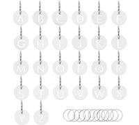 GLOBLELAND 26 Pcs Stainless Steel Alphabet Tags A-Z with Key Rings Round Hollow Metal Letter Labels for Keys Luggage Organisation 23mm Diameter Durable Engraved Hang Tags