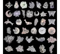 GLOBLELAND 270 Pcs 6 Styles PET 3D Holographic Butterfly Space Theme Flowers Stickers Transparent Waterproof Whale Stickers Self-Adhesive Floral Decorative Decals for Scrapbooking Water Bottles