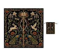 GLOBLELAND 29.5" Vintage Folk Art Animals Tarot Tablecloth Lily Dove Velvet Altar Table Cloth with Tarot Card Storage Bag for Cards Reading Witchcraft Spiritual Rituals Supplies